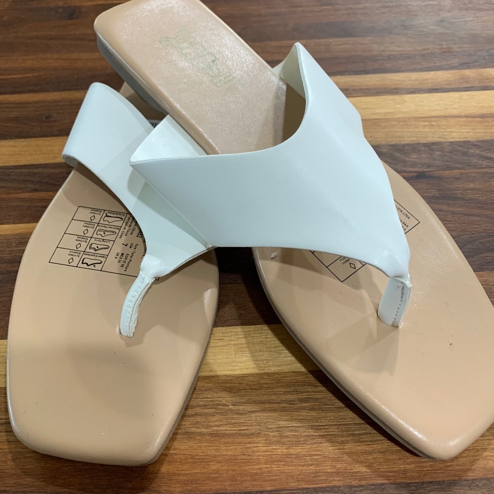 Womens white slip on sandal